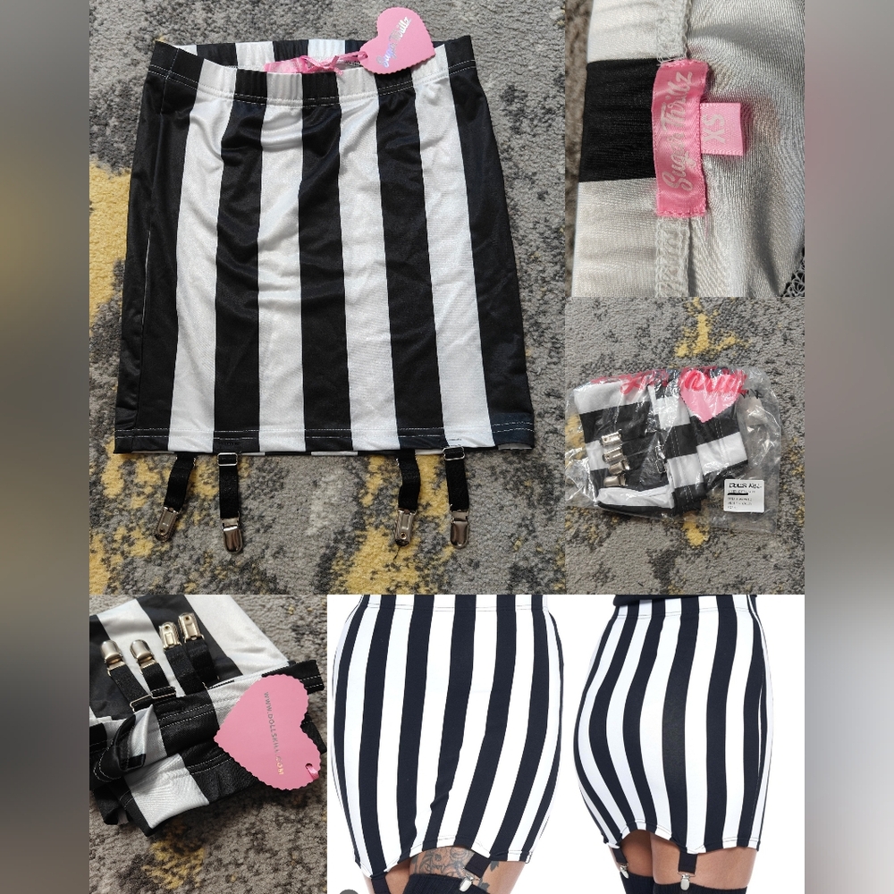 3for20🤍 Glamorous Black and White Pencil Skirt Knee-Length